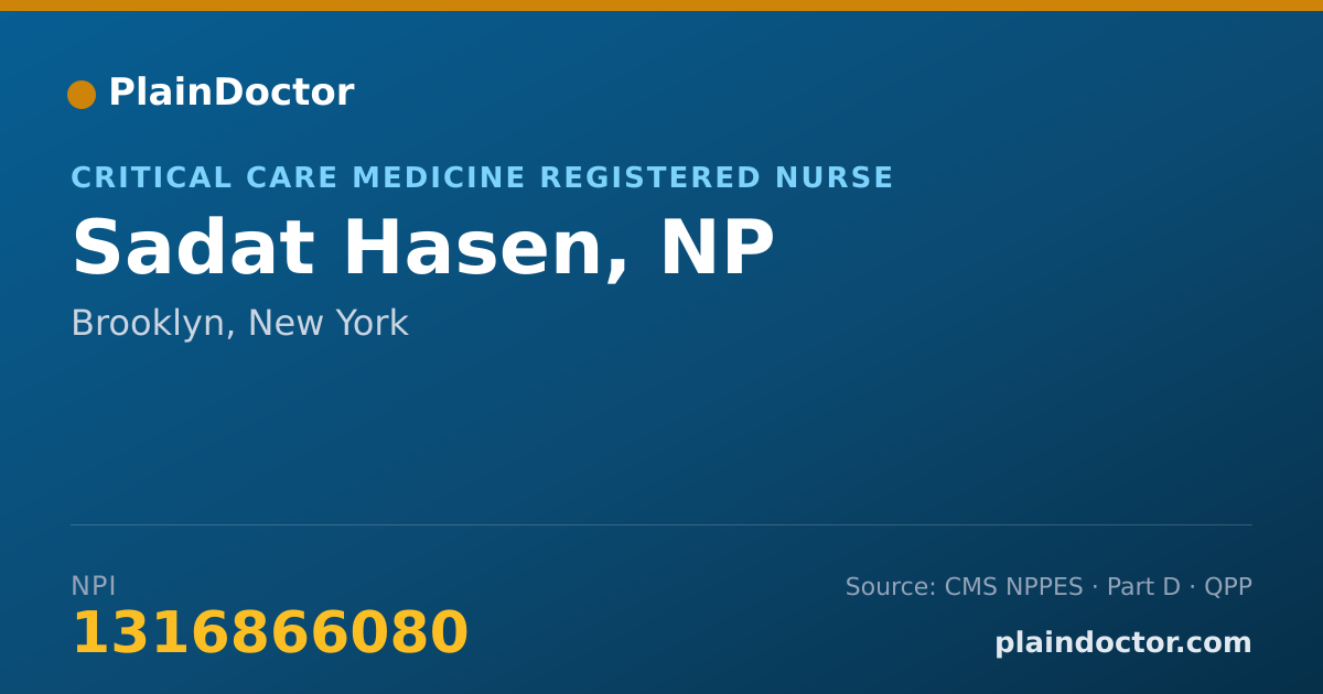 Shareable card for Sadat Hasen, NP - Critical Care Medicine Registered Nurse, Brooklyn, NY