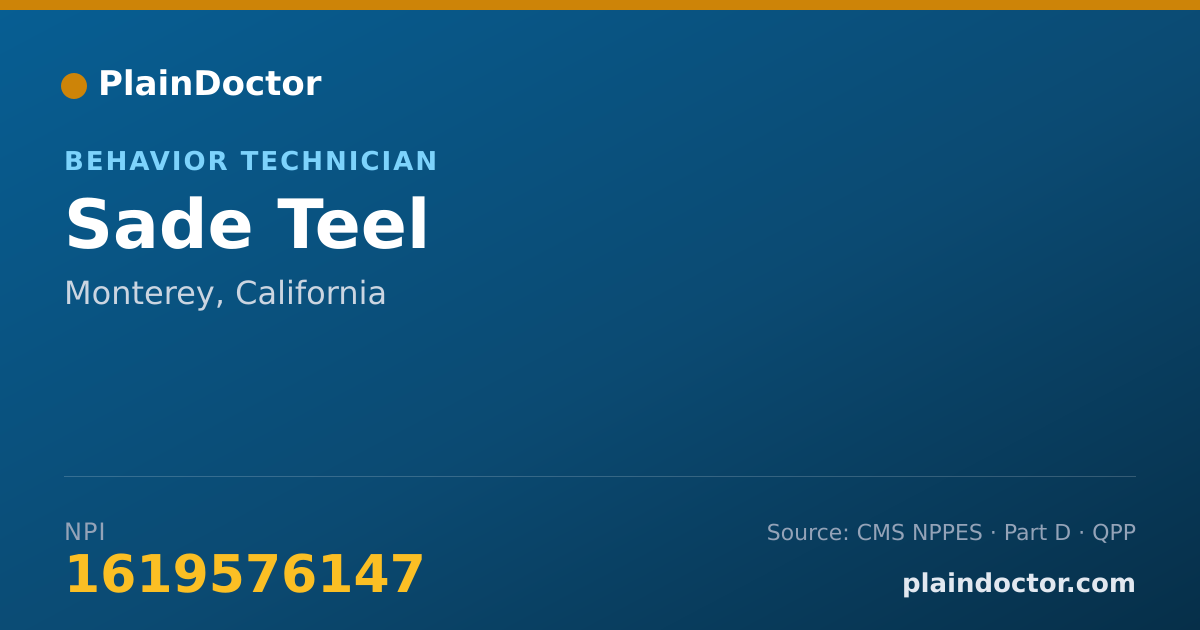 Shareable card for Sade Teel - Behavior Technician, Monterey, CA