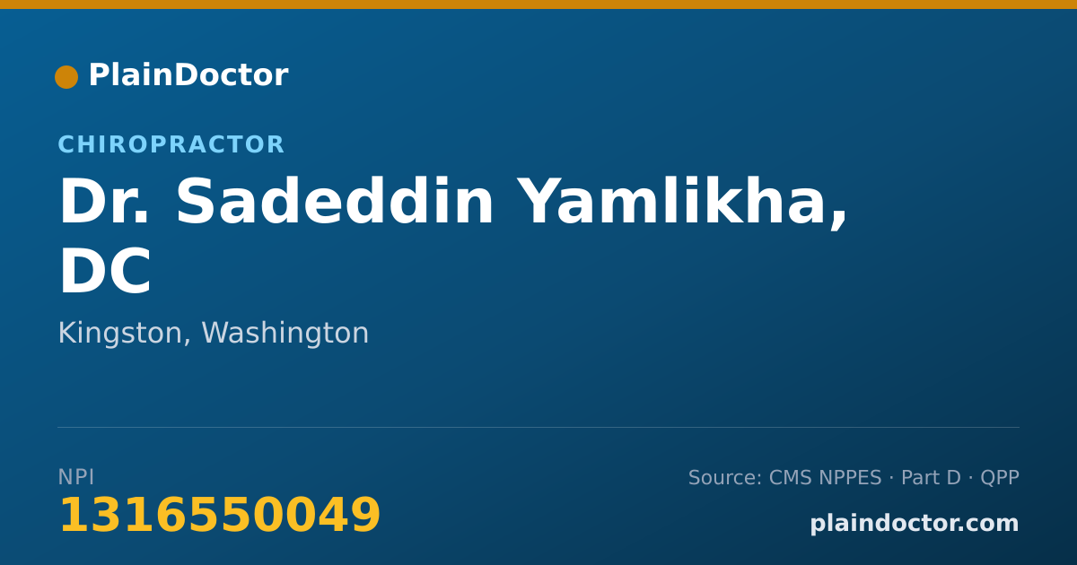 Shareable card for Sadeddin Yamlikha, DC - Chiropractor, Kingston, WA