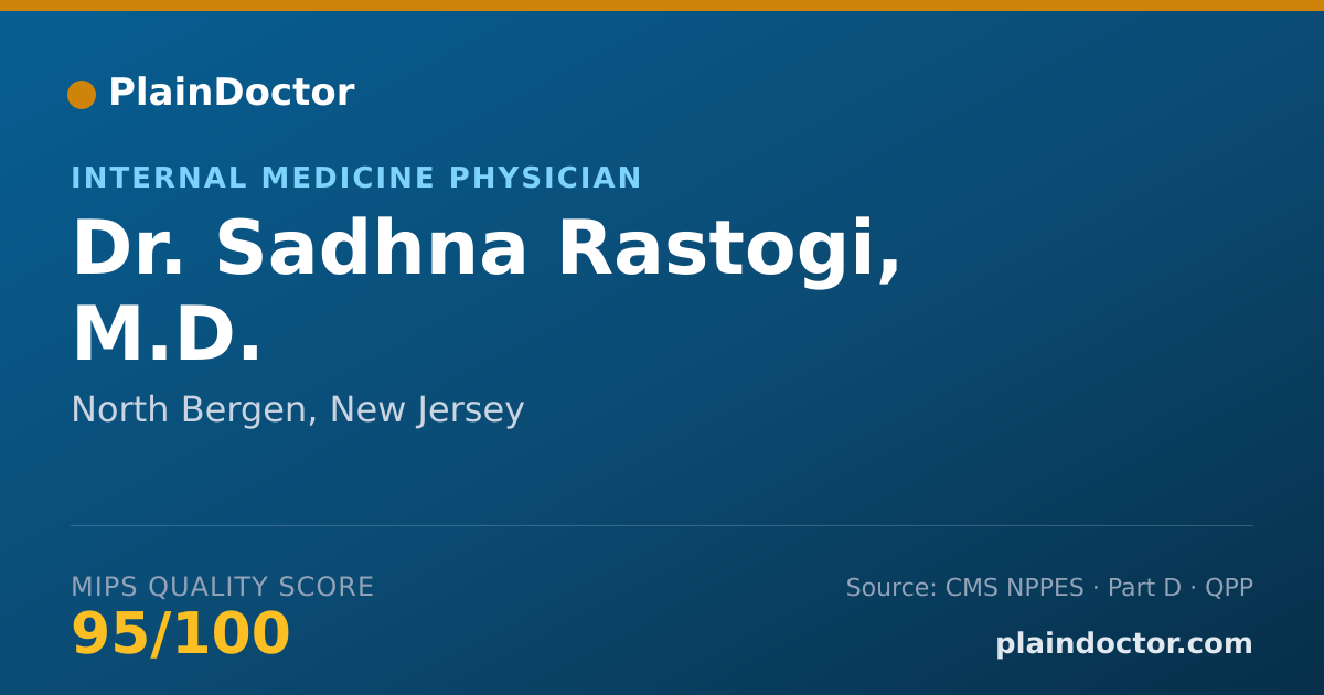 Shareable card for Sadhna Rastogi, M.D. - Internal Medicine Physician, North Bergen, NJ