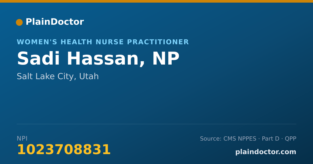 Shareable card for Sadi Hassan, NP - Women's Health Nurse Practitioner, Salt Lake City, UT
