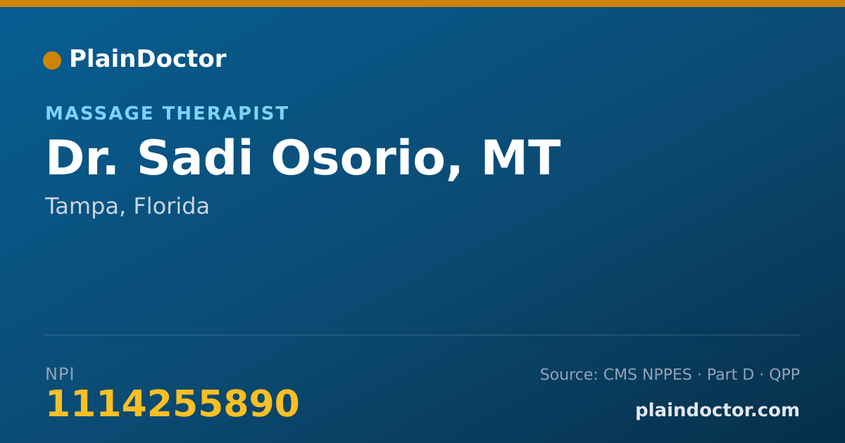 Shareable card for Sadi Osorio, MT - Massage Therapist, Tampa, FL