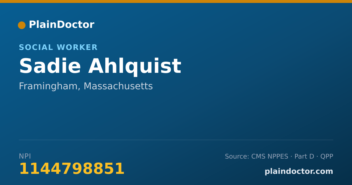 Shareable card for Sadie Ahlquist - Social Worker, Framingham, MA