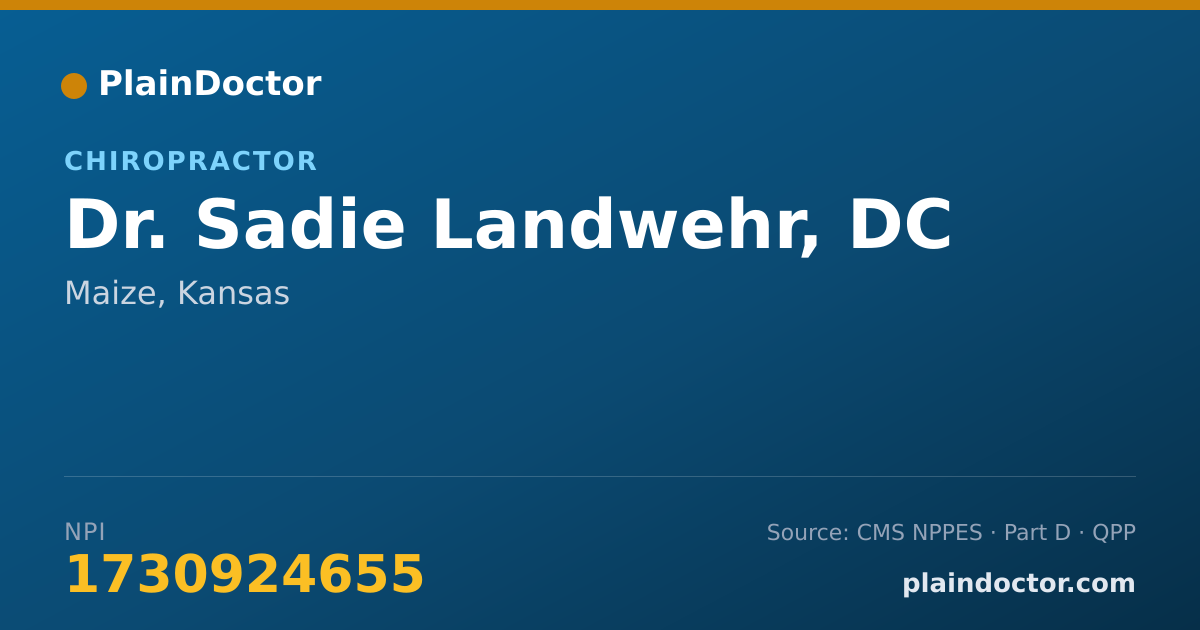 Shareable card for Sadie Landwehr, DC - Chiropractor, Maize, KS