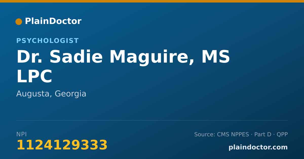Shareable card for Sadie Maguire, MS  LPC - Psychologist, Augusta, GA