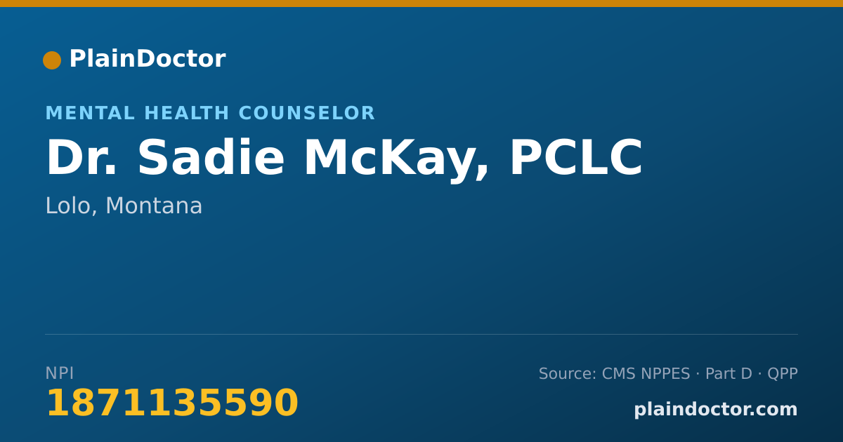 Shareable card for Sadie McKay, PCLC - Mental Health Counselor, Lolo, MT
