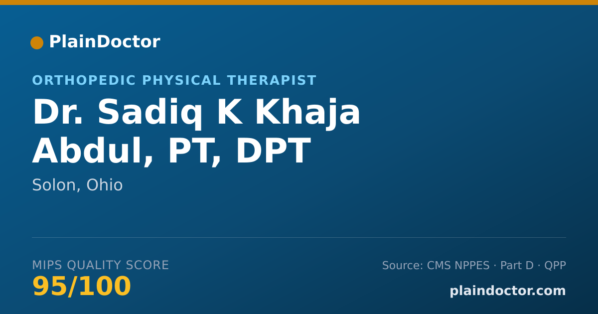 Shareable card for Sadiq K Khaja Abdul, PT, DPT - Orthopedic Physical Therapist, Solon, OH