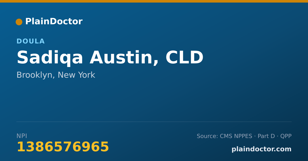Shareable card for Sadiqa Austin, CLD - Doula, Brooklyn, NY