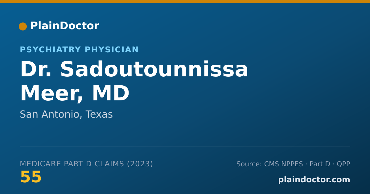 Shareable card for Sadoutounnissa Meer, MD - Psychiatry Physician, San Antonio, TX