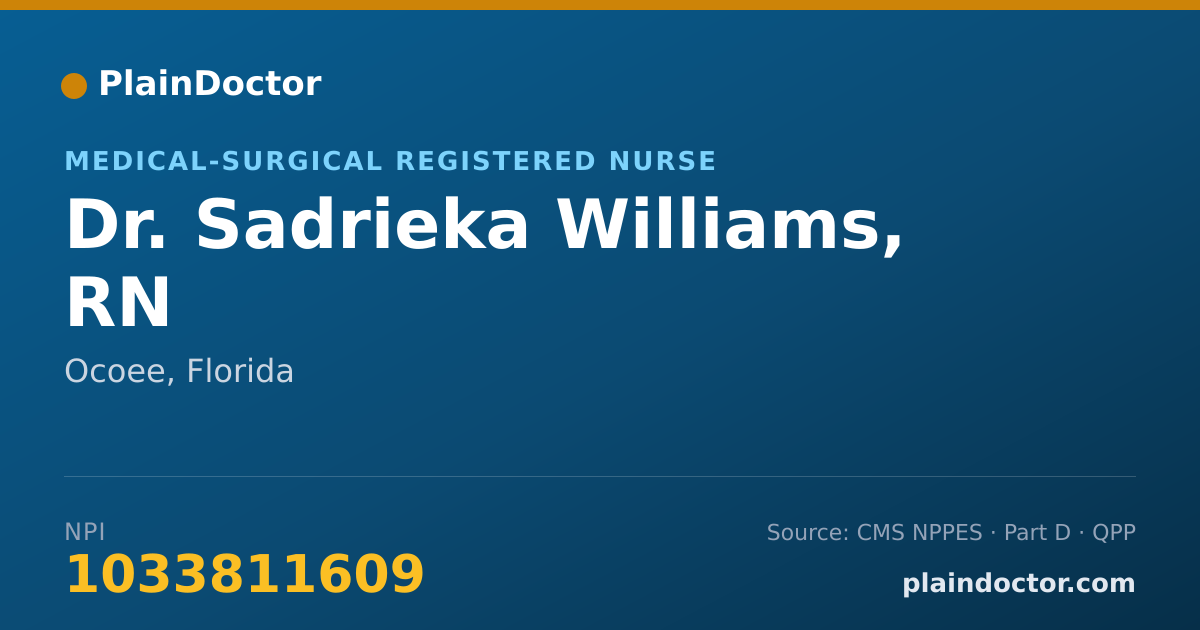 Shareable card for Sadrieka Williams, RN - Medical-Surgical Registered Nurse, Ocoee, FL