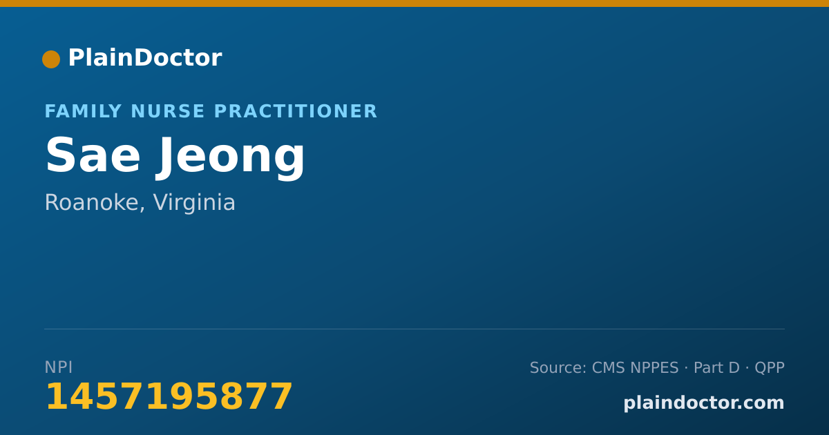 Shareable card for Sae Jeong - Family Nurse Practitioner, Roanoke, VA