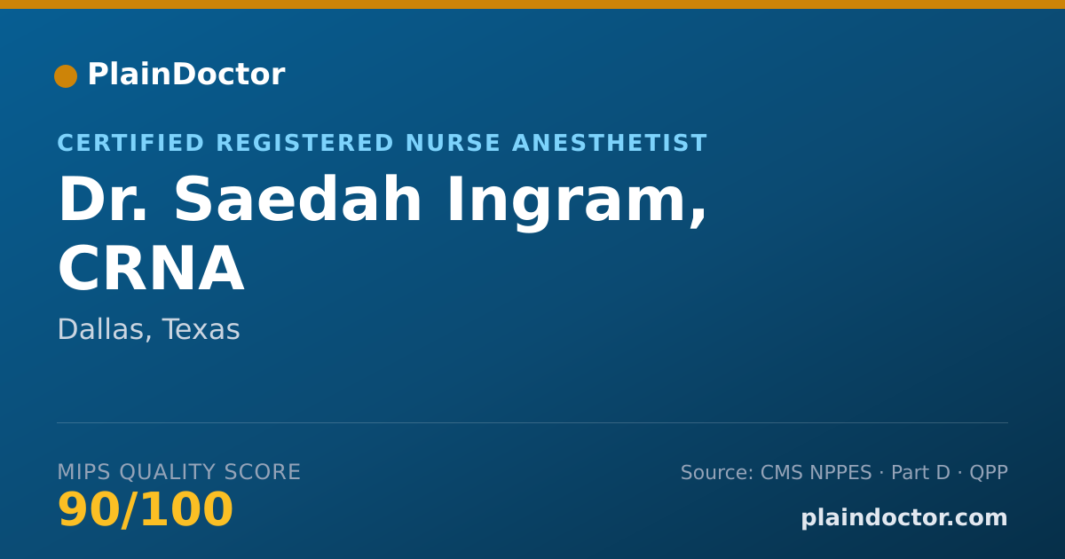 Shareable card for Saedah Ingram, CRNA - Certified Registered Nurse Anesthetist, Dallas, TX