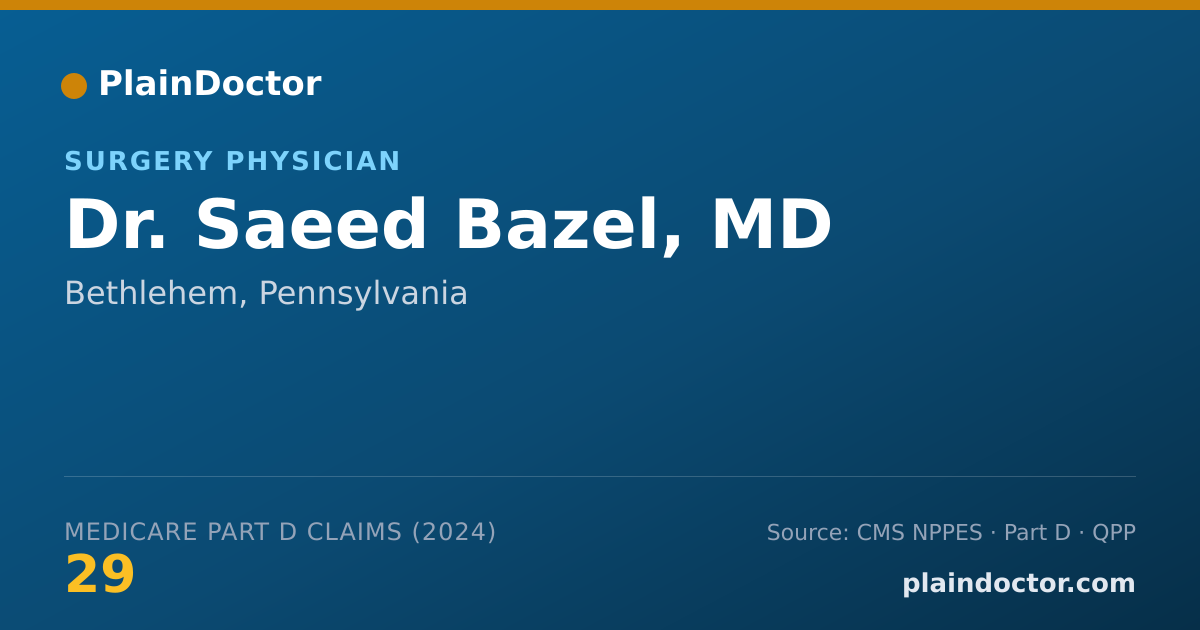 Shareable card for Saeed Bazel, MD - Surgery Physician, Bethlehem, PA
