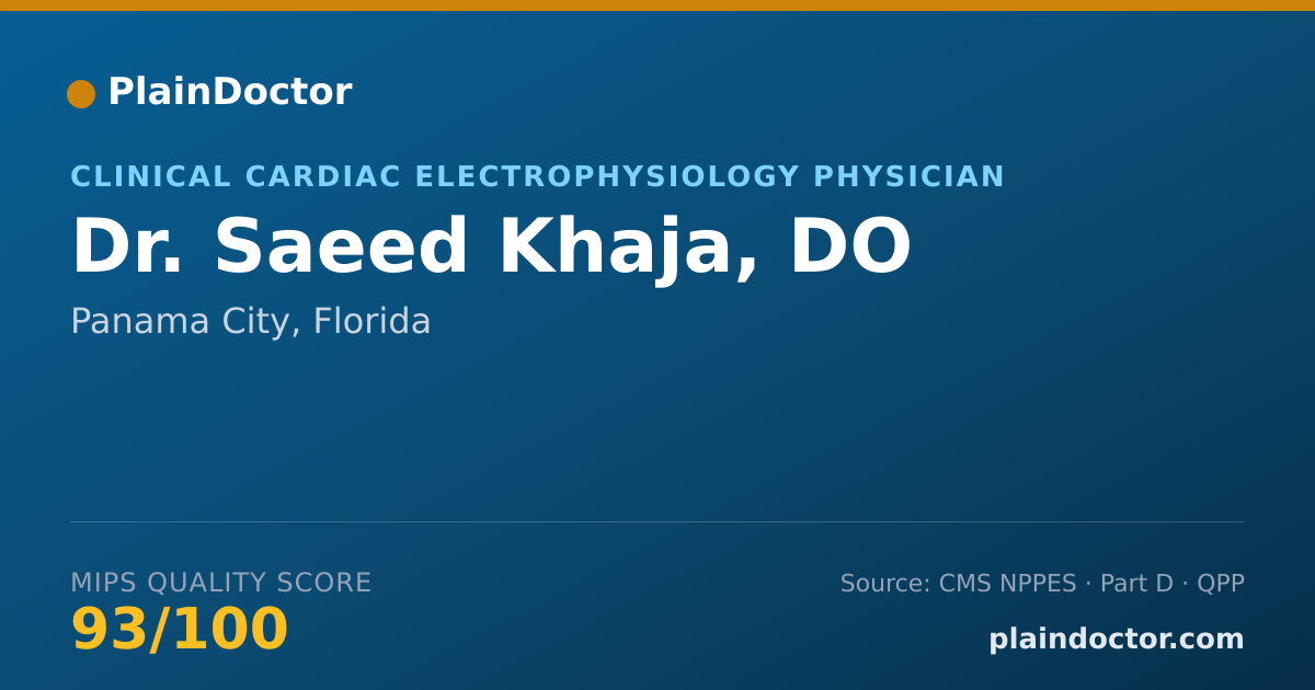 Shareable card for Saeed Khaja, DO - Internal Medicine Physician, Panama City, FL