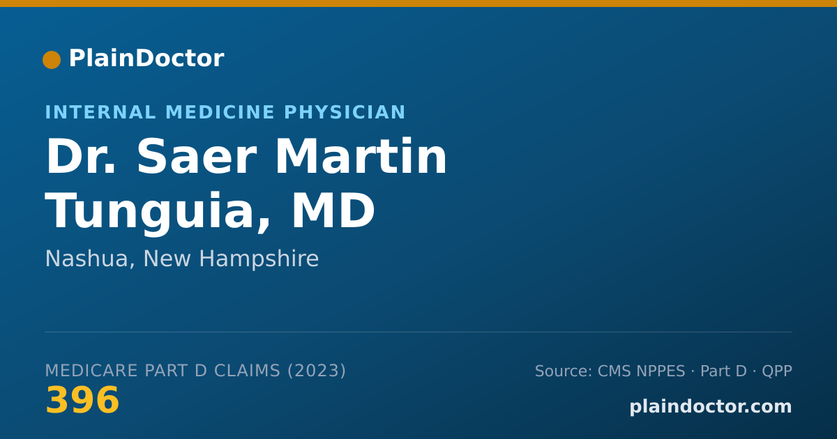 Shareable card for Saer Martin Tunguia, MD - Internal Medicine Physician, Nashua, NH