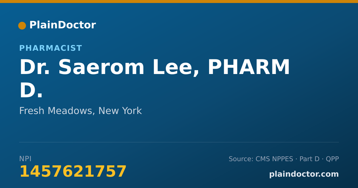 Shareable card for Saerom Lee, PHARM D. - Pharmacist, Fresh Meadows, NY