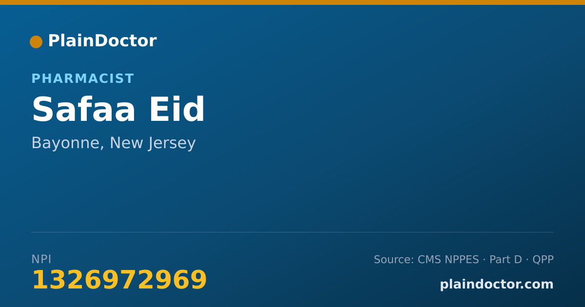 Shareable card for Safaa Eid - Pharmacist, Bayonne, NJ