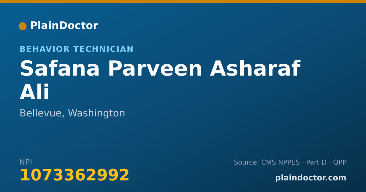 Shareable card for Safana Parveen Asharaf Ali - Behavior Technician, Bellevue, WA