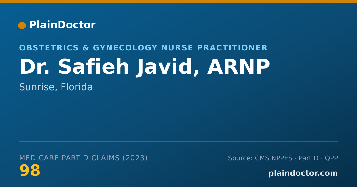 Shareable card for Safieh Javid, ARNP - Obstetrics & Gynecology Nurse Practitioner, Sunrise, FL