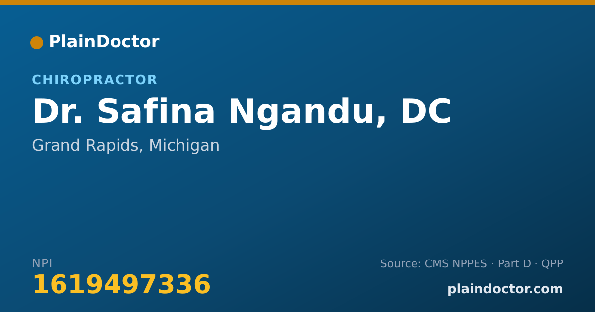 Shareable card for Safina Ngandu, DC - Chiropractor, Grand Rapids, MI
