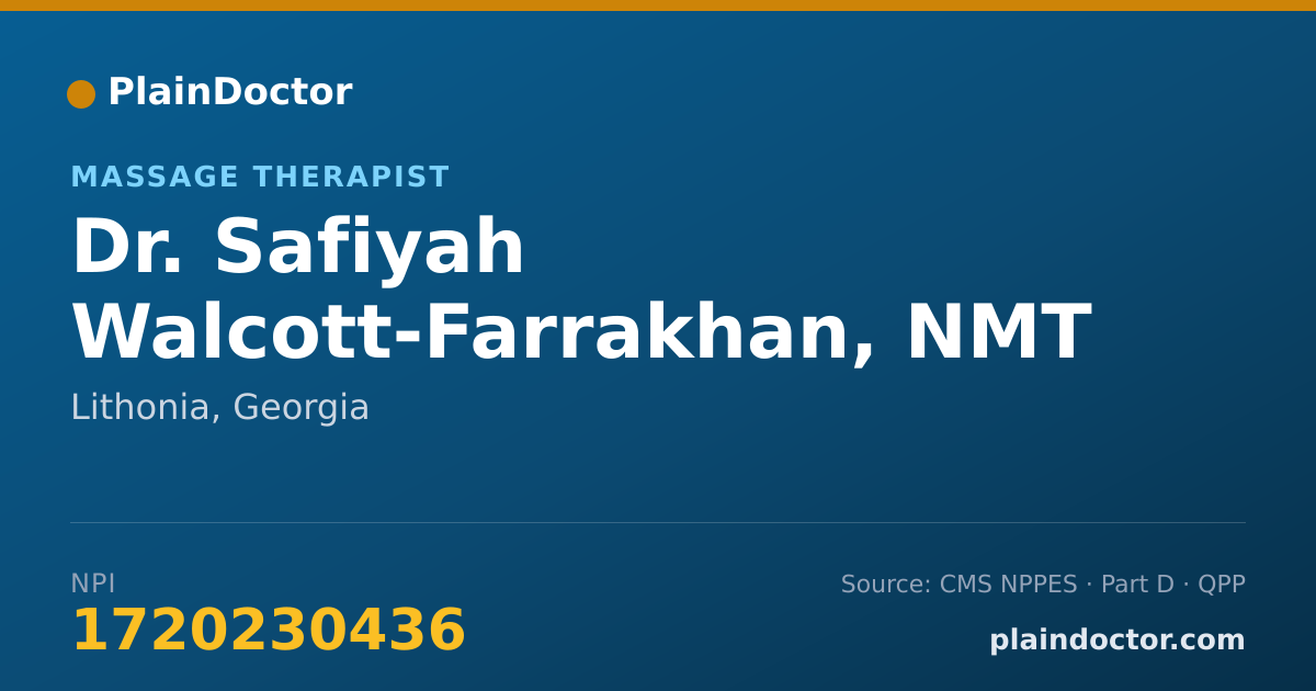 Shareable card for Safiyah Walcott-Farrakhan, NMT - Massage Therapist, Lithonia, GA