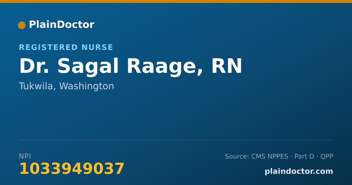 Shareable card for Sagal Raage, RN - Registered Nurse, Tukwila, WA