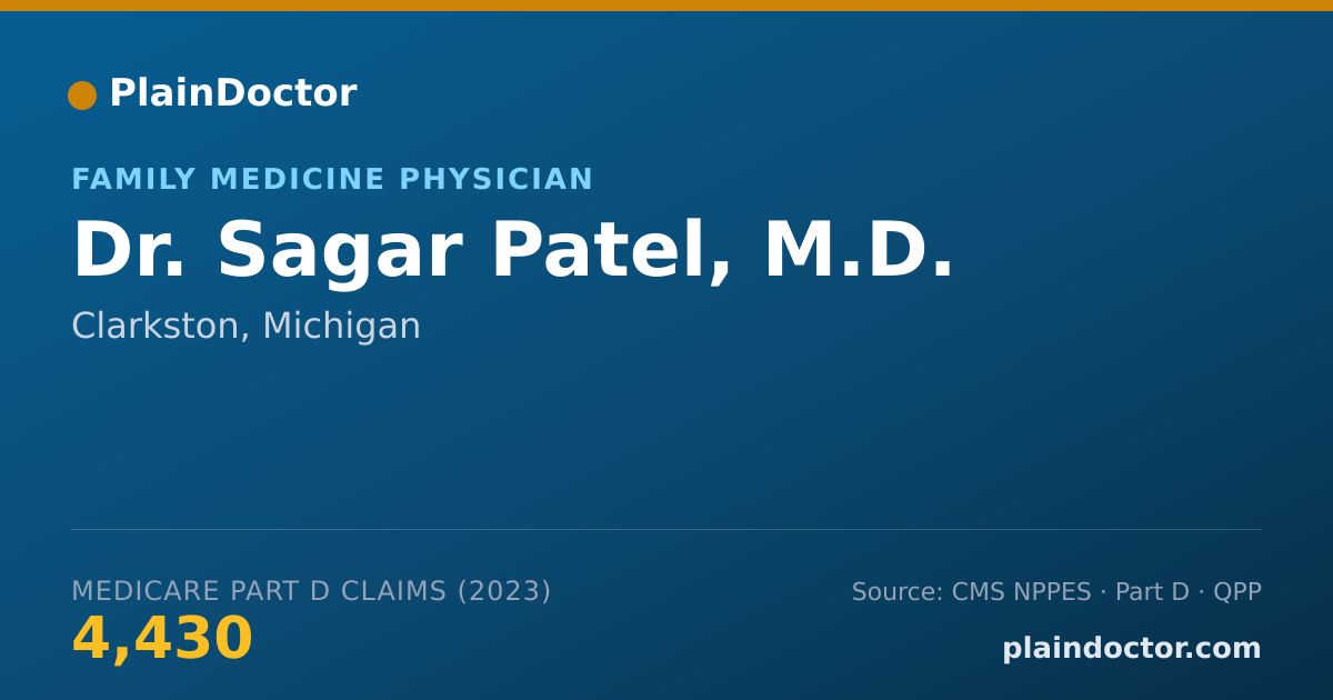Shareable card for Sagar Patel, M.D. - Family Medicine Physician, Clarkston, MI