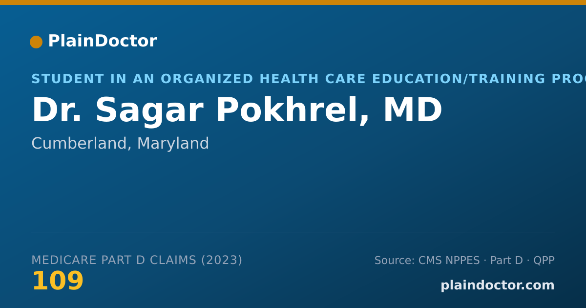 Shareable card for Sagar Pokhrel, MD - Student in an Organized Health Care Education/Training Program, Cumberland, MD