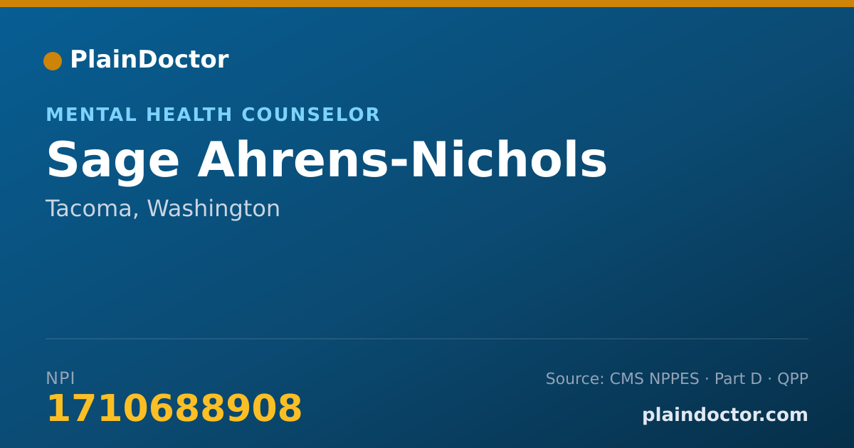 Shareable card for Sage Ahrens-Nichols - Mental Health Counselor, Tacoma, WA