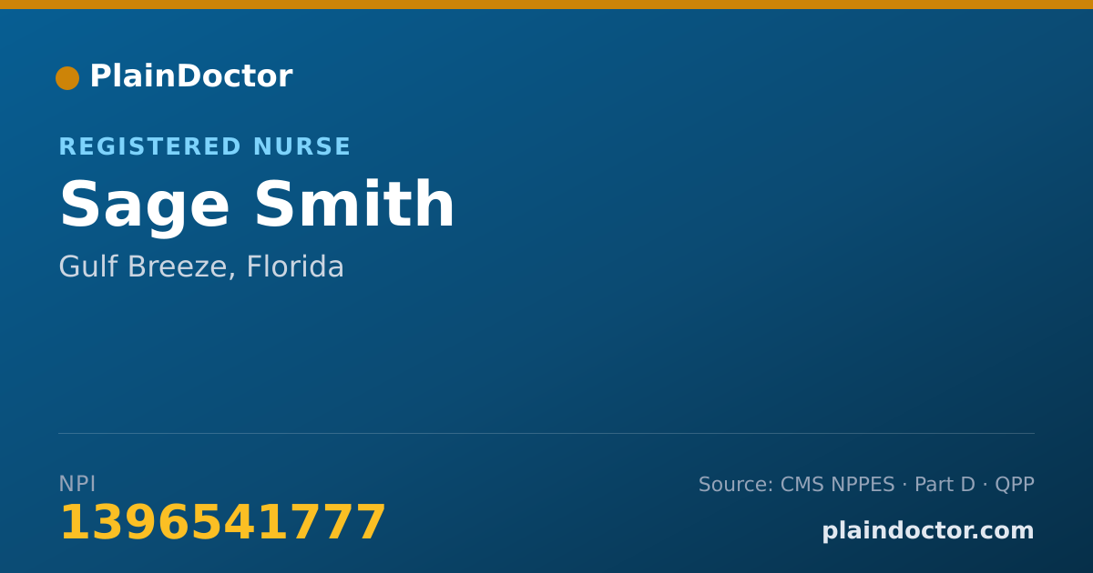 Shareable card for Sage Smith - Registered Nurse, Gulf Breeze, FL