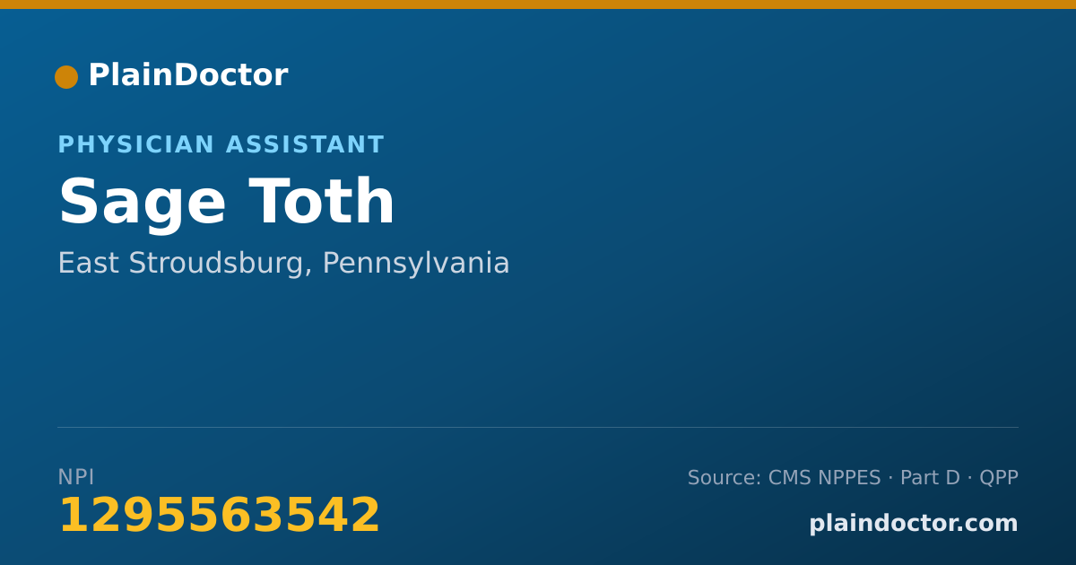 Shareable card for Sage Toth - Physician Assistant, East Stroudsburg, PA