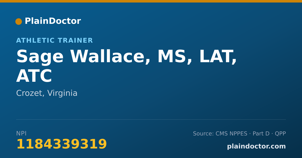 Shareable card for Sage Wallace, MS, LAT, ATC - Athletic Trainer, Crozet, VA
