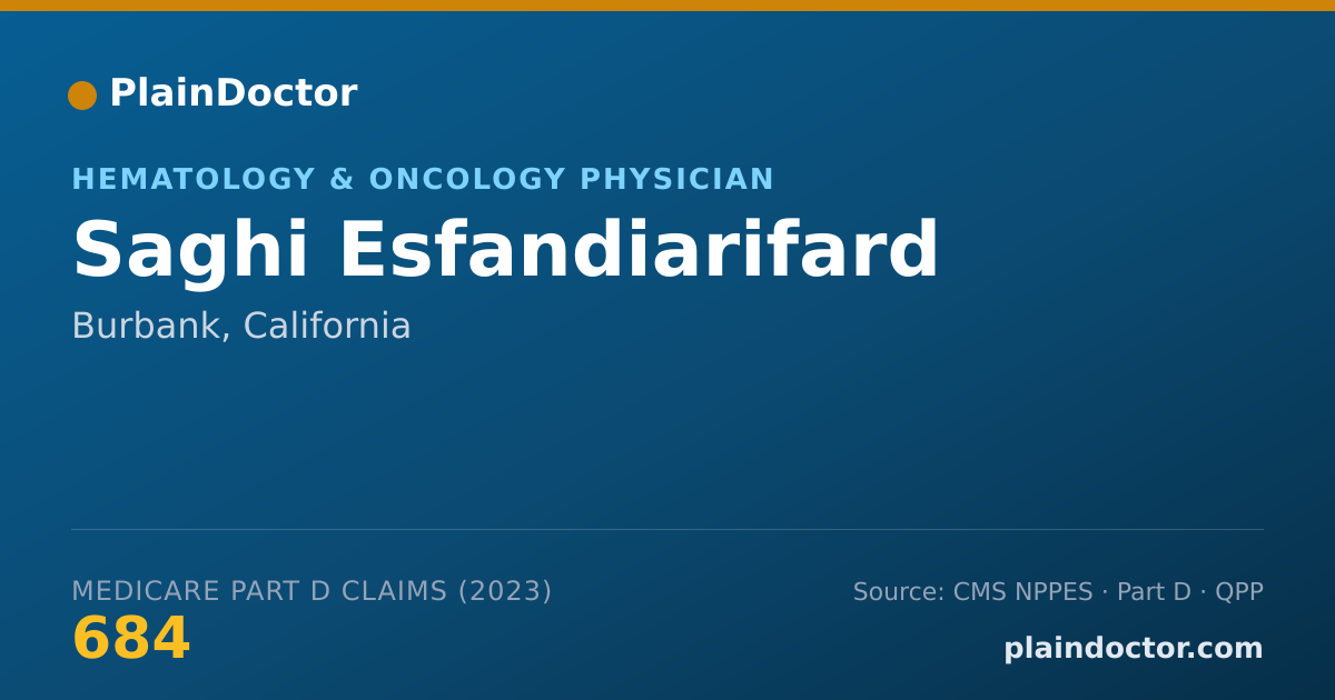 Shareable card for Saghi Esfandiarifard - Hematology & Oncology Physician, Burbank, CA