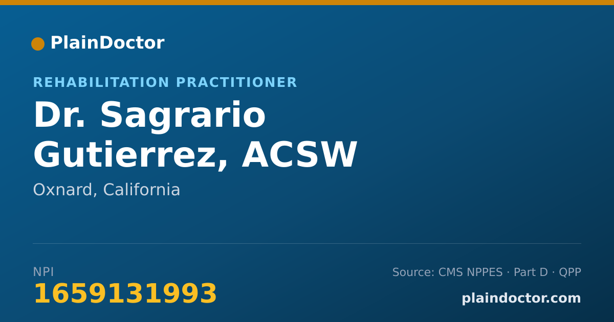 Shareable card for Sagrario Gutierrez, ACSW - Rehabilitation Practitioner, Oxnard, CA
