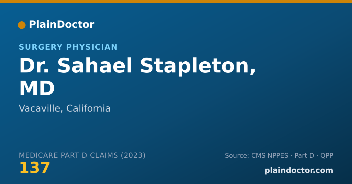 Shareable card for Sahael Stapleton, MD - Surgery Physician, Vacaville, CA