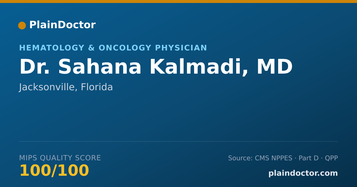 Shareable card for Sahana Kalmadi, MD - Hematology & Oncology Physician, Jacksonville, FL