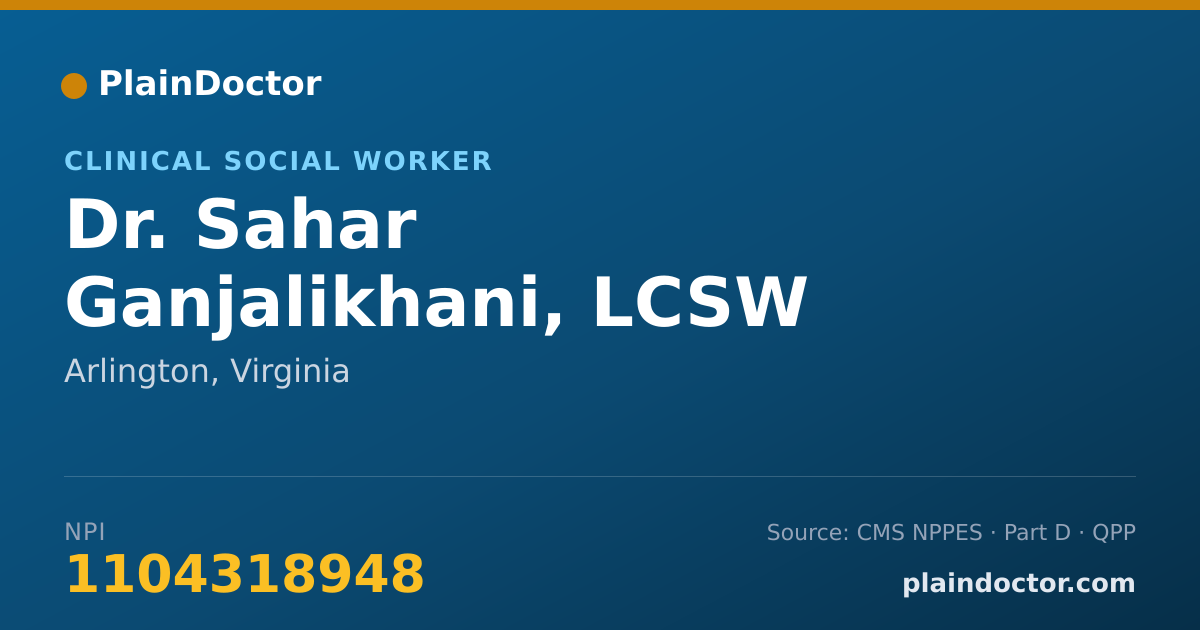 Shareable card for Sahar Ganjalikhani, LCSW - Clinical Social Worker, Arlington, VA