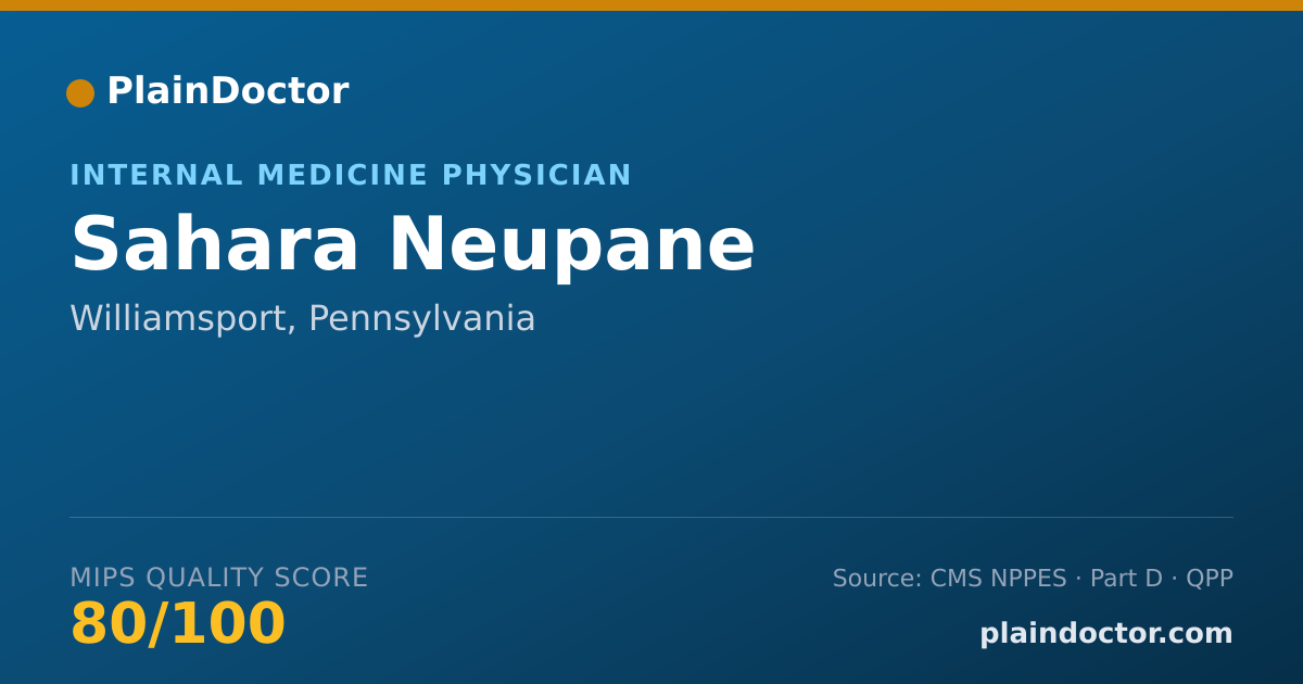 Shareable card for Sahara Neupane - Internal Medicine Physician, Williamsport, PA