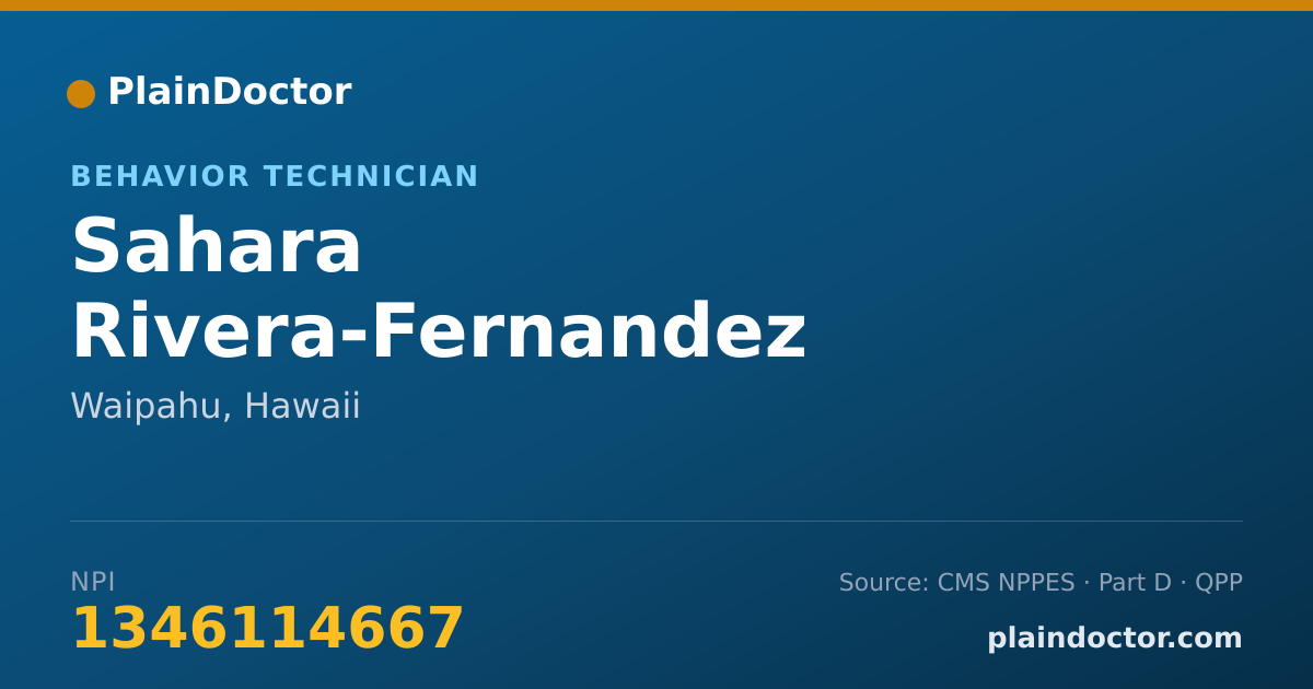 Shareable card for Sahara Rivera-Fernandez - Behavior Technician, Waipahu, HI