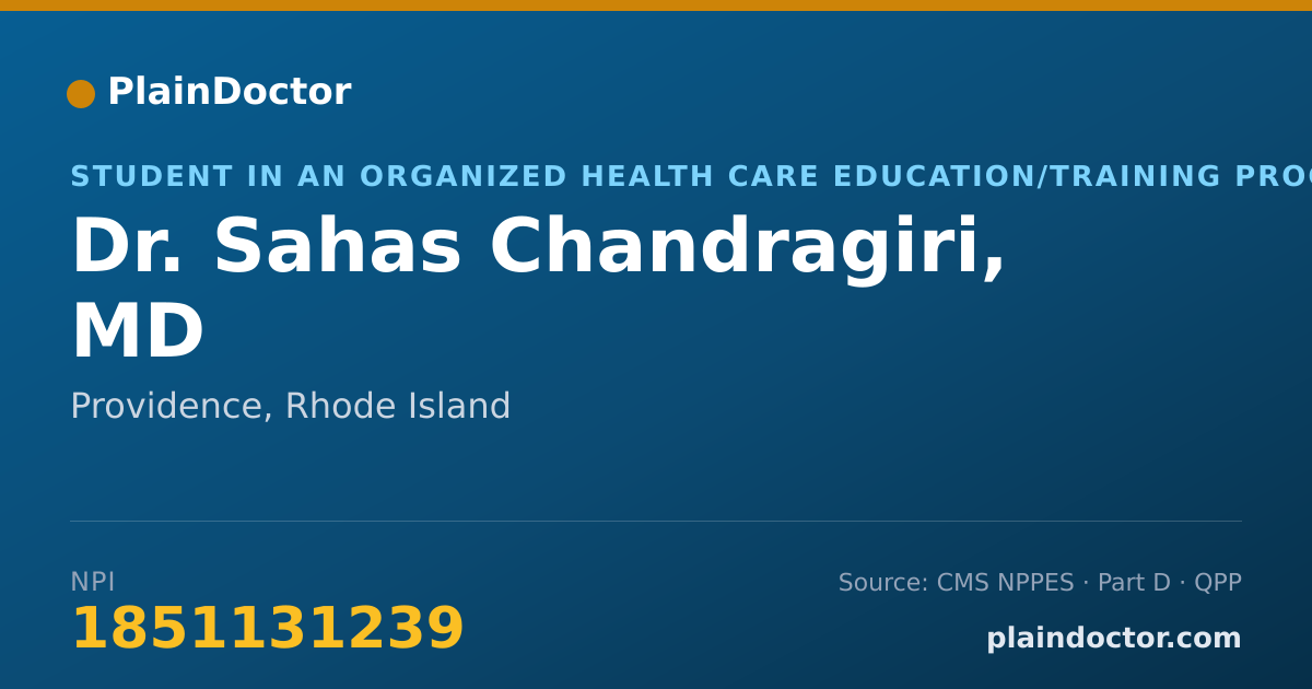 Shareable card for Sahas Chandragiri, MD - Student in an Organized Health Care Education/Training Program, Providence, RI