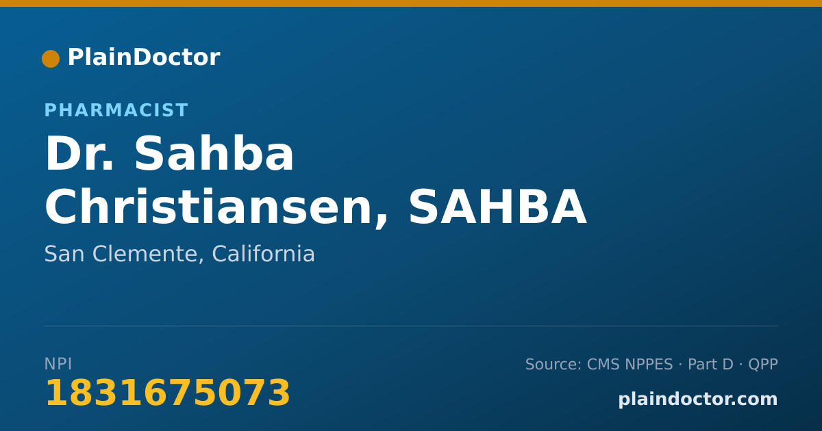 Shareable card for Sahba Christiansen, SAHBA - Pharmacist, San Clemente, CA