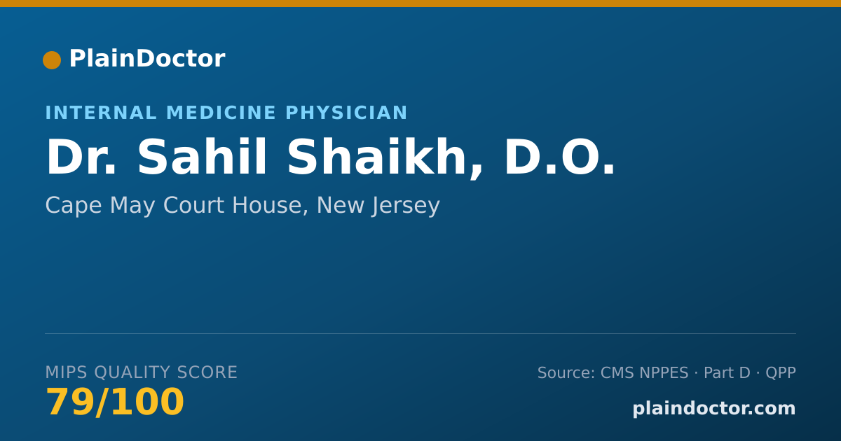 Shareable card for Sahil Shaikh, D.O. - Internal Medicine Physician, Cape May Court House, NJ