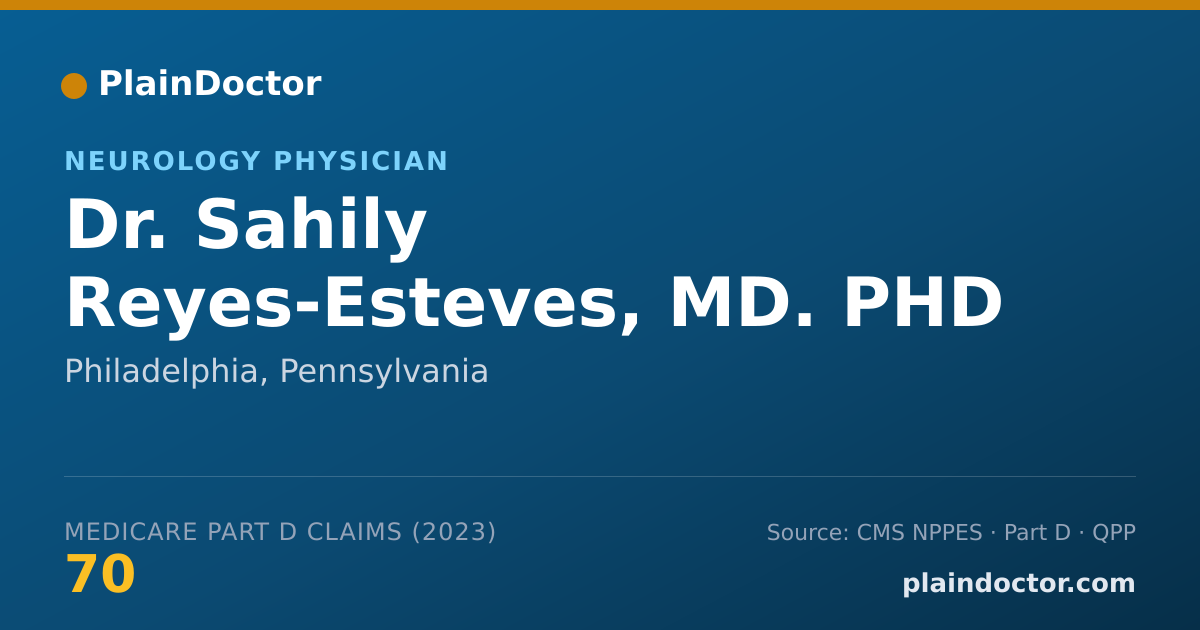 Shareable card for Sahily Reyes-Esteves, MD. PHD - Neurology Physician, Philadelphia, PA