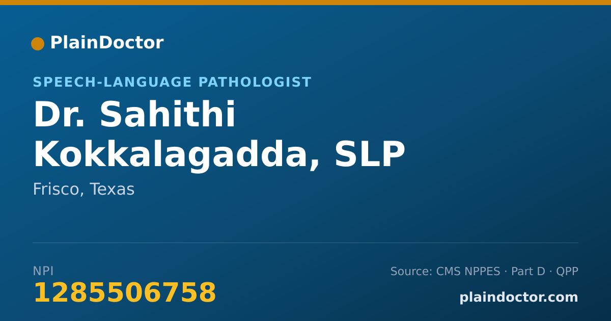 Shareable card for Sahithi Kokkalagadda, SLP - Speech-Language Pathologist, Frisco, TX