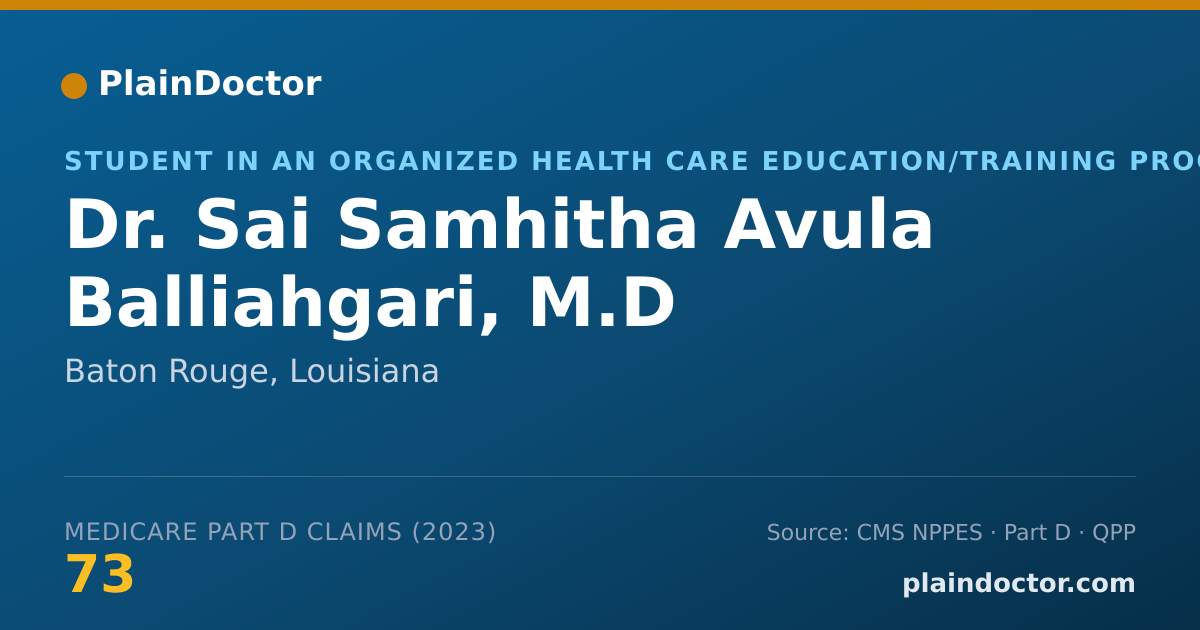 Shareable card for Sai Samhitha Avula Balliahgari, M.D - Student in an Organized Health Care Education/Training Program, Baton Rouge, LA
