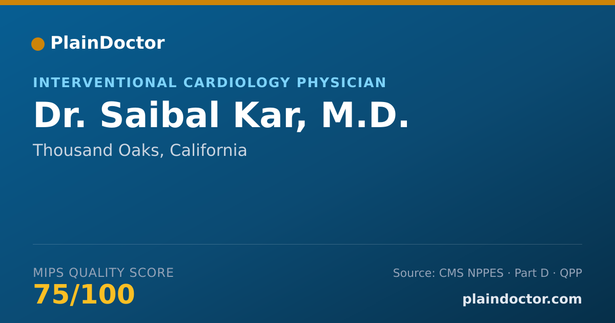 Shareable card for Saibal Kar, M.D. - Cardiovascular Disease Physician, Thousand Oaks, CA