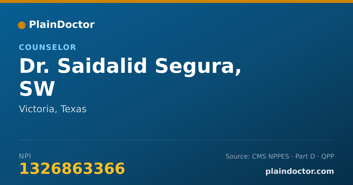 Shareable card for Saidalid Segura, SW - Counselor, Victoria, TX