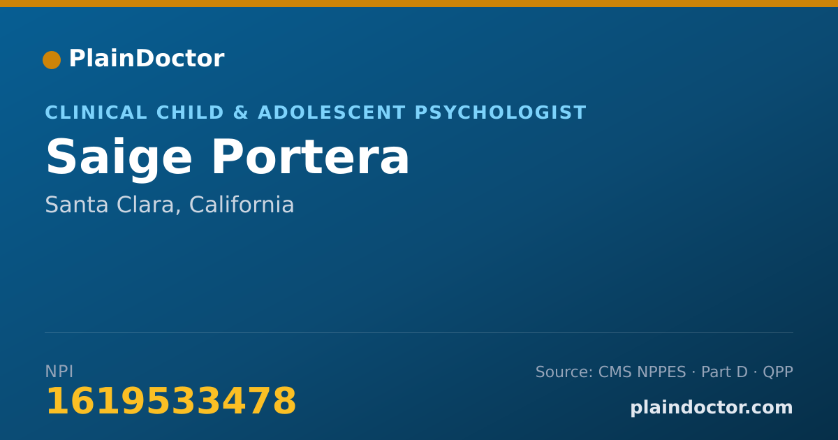 Shareable card for Saige Portera - Clinical Child & Adolescent Psychologist, Santa Clara, CA
