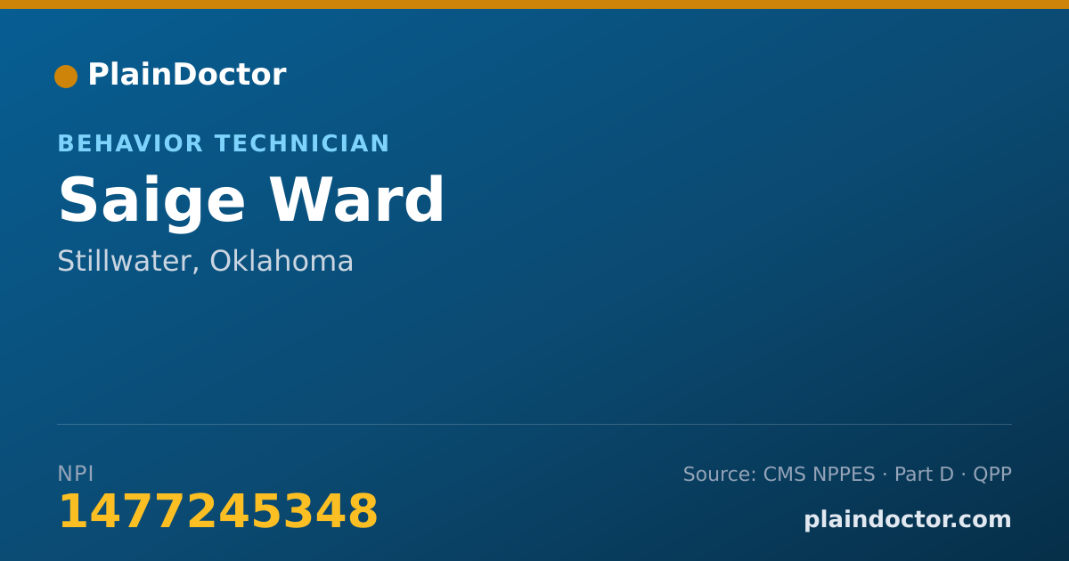 Shareable card for Saige Ward - Behavior Technician, Stillwater, OK