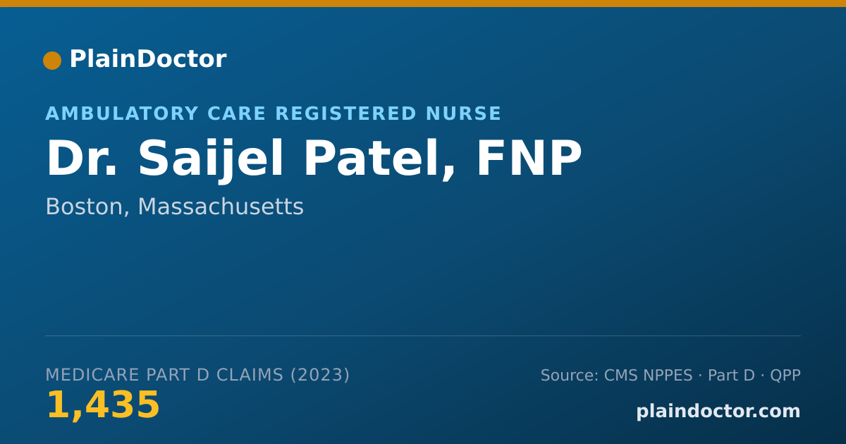 Shareable card for Saijel Patel, FNP - Ambulatory Care Registered Nurse, Boston, MA